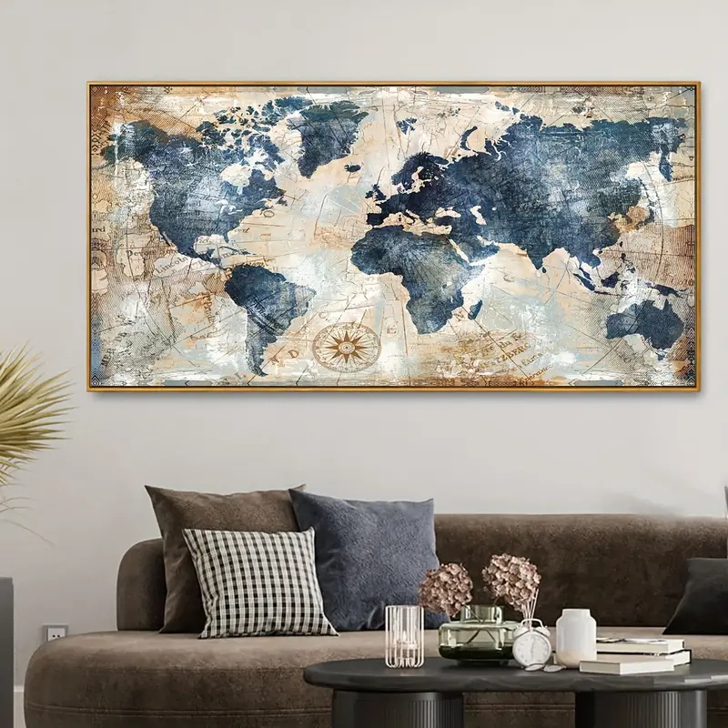 Interior Design Sketch - 1pc Leinwand Poster Vintage Kunst Weltkarte