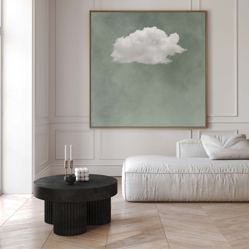 Interior Design Sketch - Gras grüner Himmel Wolken Wandmalerei quadratische