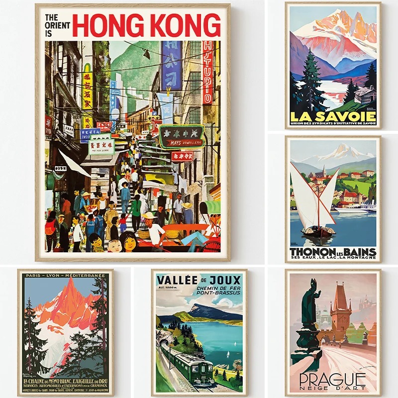 Interior Design Sketch - Reise Retro Poster Kunst Malerei Savoie