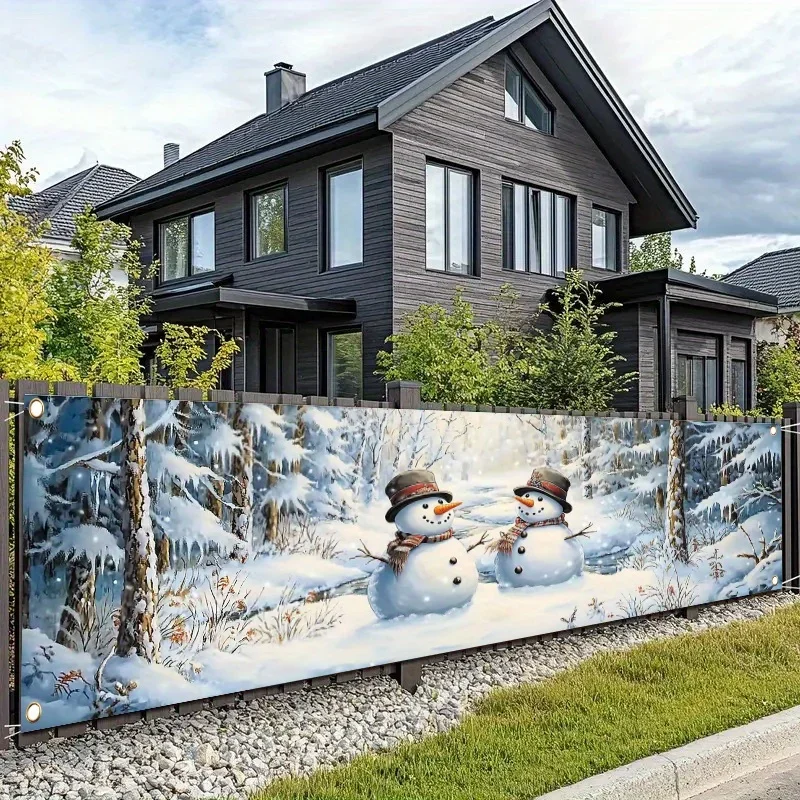 Interior Design Years - 1 Happy Winter Schneemann-Schneeflocken-Banner – strapazierfähige