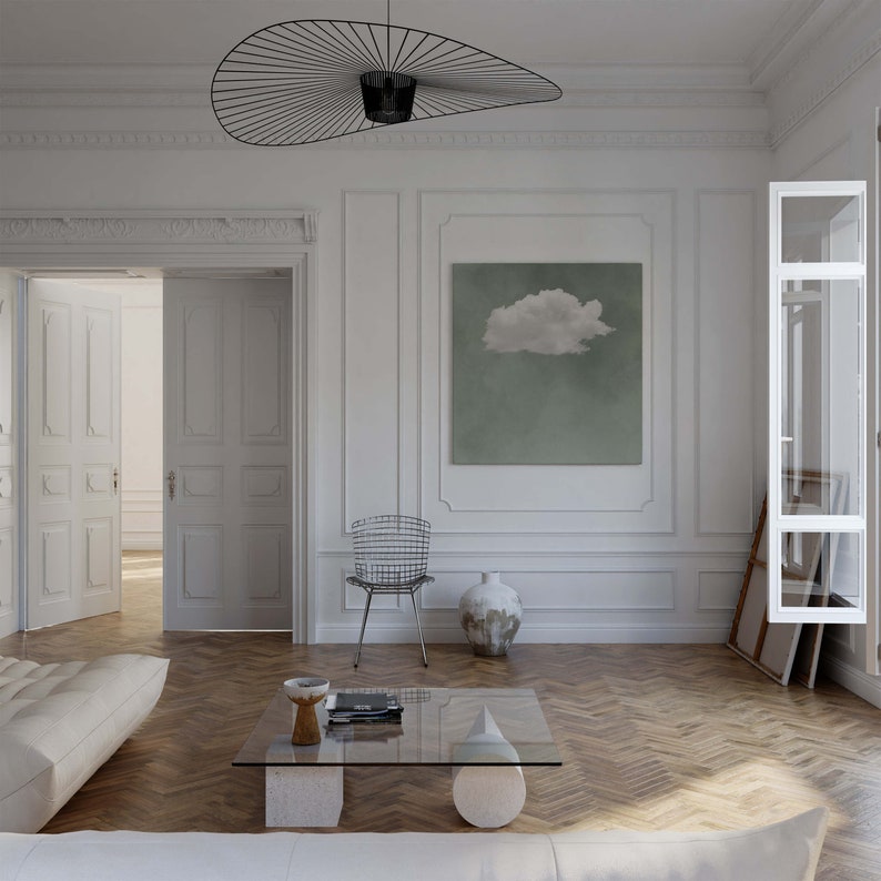 Gras grüner Himmel Wolken Wand – Interior Design Sketch Bewertung und Preis