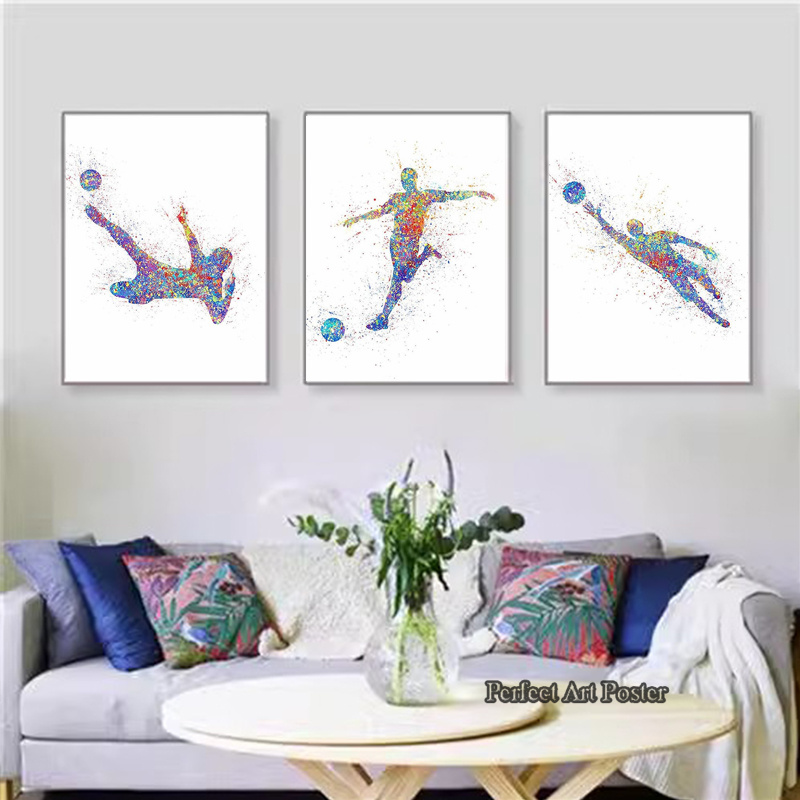 Aquarell Fußball Mann spielt F – Interior Design Sketch Bewertung und Preis