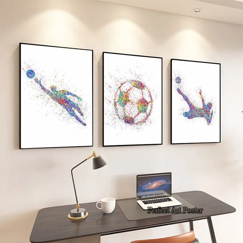 Aquarell Fußball Mann spielt F – Interior Design Sketch Bewertung und Preis