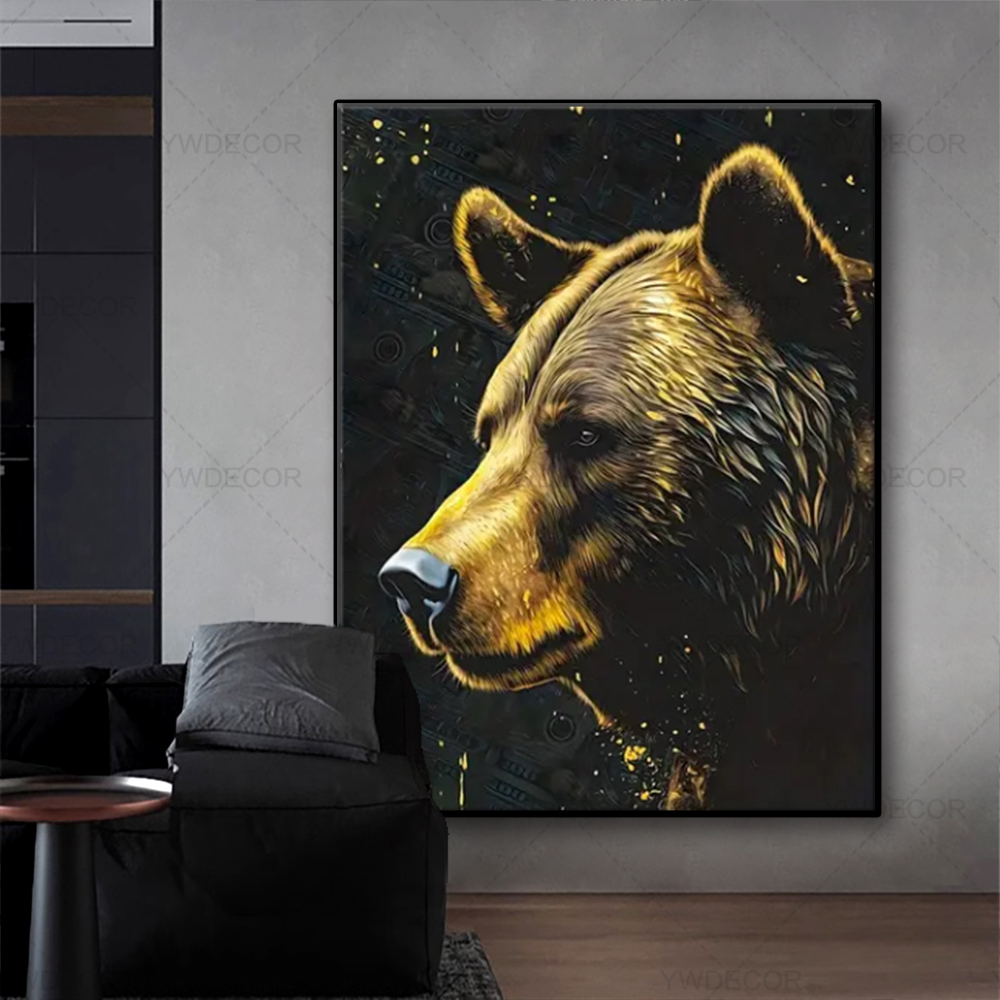 Stier und Bär Tiere Gemälde Le – Interior Design Sketch Bewertung und Preis