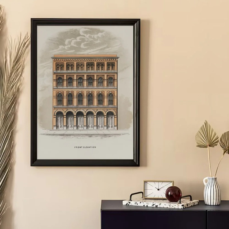 Vintage-Zeichnung, Skizze, geo – Interior Design Sketch Bewertung und Preis